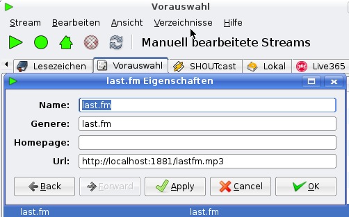 Screenshot streamtuner mit last.fm