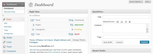 Wordpress 2.7 - Dashboard